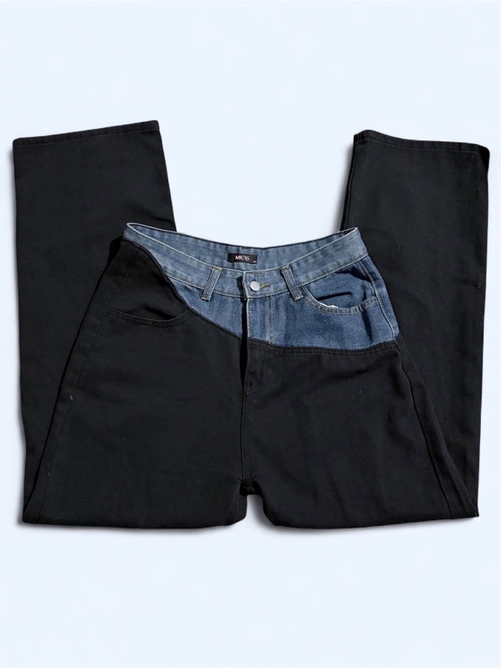 Micas patchwork denim color block Jeans in Black and Dark Blue